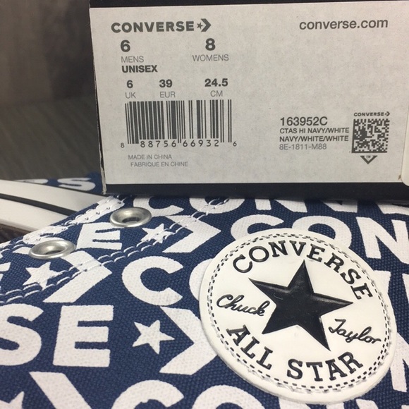 •Converse CTAS Hi Navy/White - Picture 7 of 9